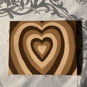 brown trippy heart painting